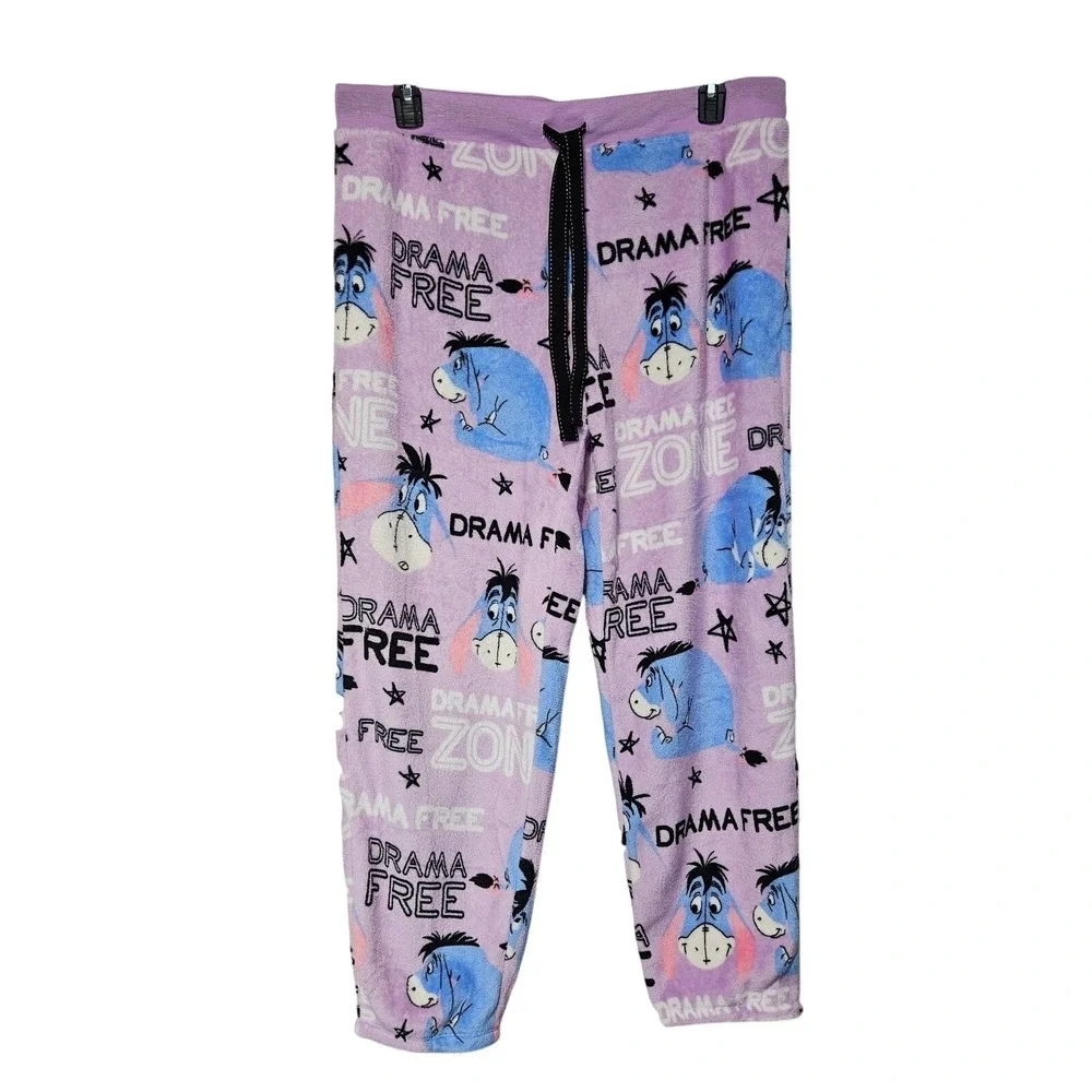 Disney Eeyore Purple Drama Free Fleece Leisure Pajama Pants XL Cozy Lounge Sleep - Picture 1 of 14